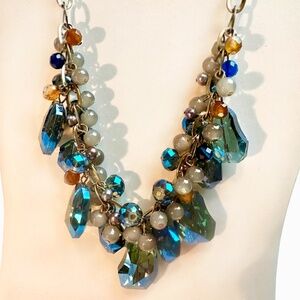 ANTHROPOLOGIE Teal & Pearls Necklace